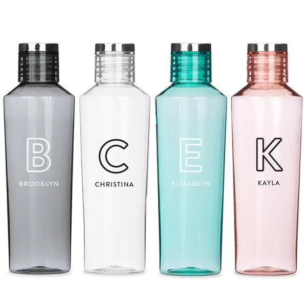 Personalized Reusable Plastic Water Bottle - Line Initial Print