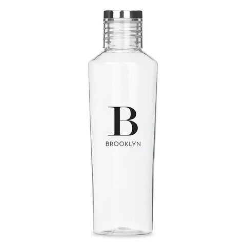 Personalized Reusable Plastic Water Bottle - Modern Serif Monogram Print