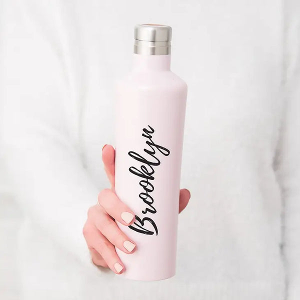 Reusable Custom Stainless Steel Silhouette Water Bottle - Calligraphy Print