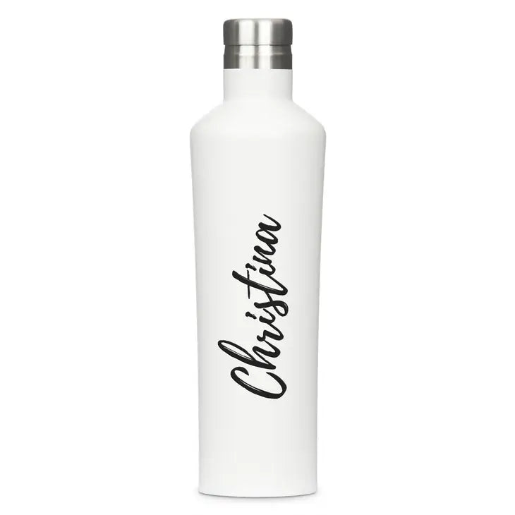 Reusable Custom Stainless Steel Silhouette Water Bottle - Calligraphy Print