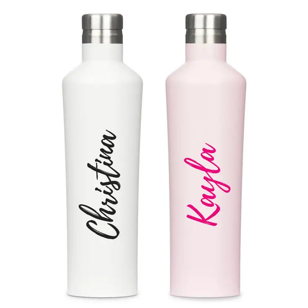 Reusable Custom Stainless Steel Silhouette Water Bottle - Calligraphy Print