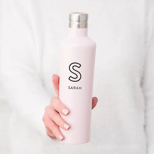 Reusable Custom Stainless Steel Silhouette Water Bottle - Line Initial Print