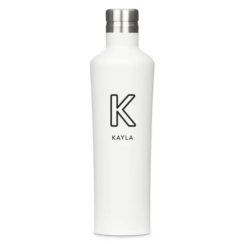 Reusable Custom Stainless Steel Silhouette Water Bottle - Line Initial Print