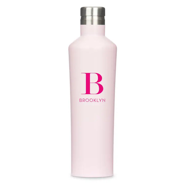 Reusable Custom Stainless Steel Silhouette Water Bottle - Modern Serif Monogram Print