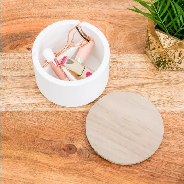 Round Wooden Jewelry Box – Natural