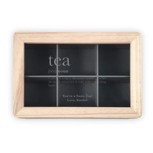 Wooden Keepsake Box With Glass Lid - Tea