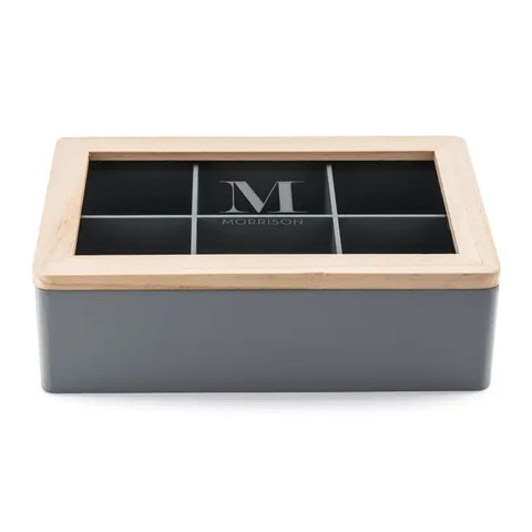 Wooden Keepsake Box With Glass Lid - Initial Monogram