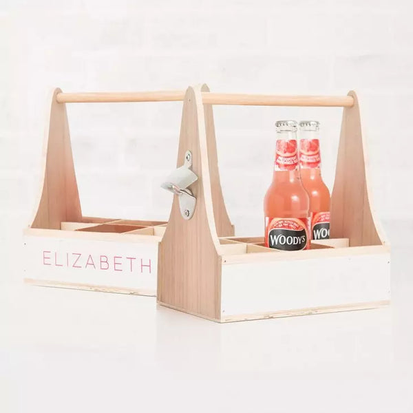 Wooden Bottle Caddy With Opener