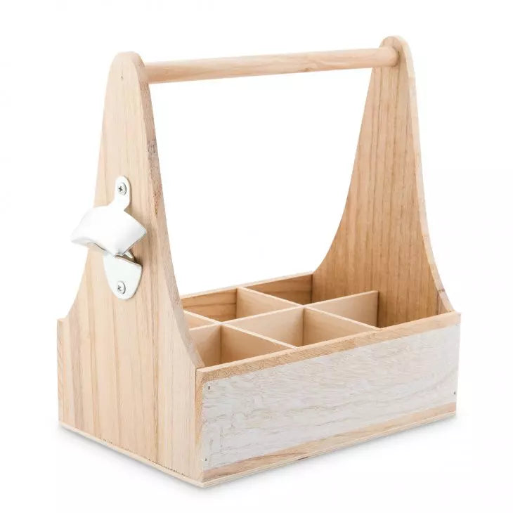 Wooden Bottle Caddy With Opener