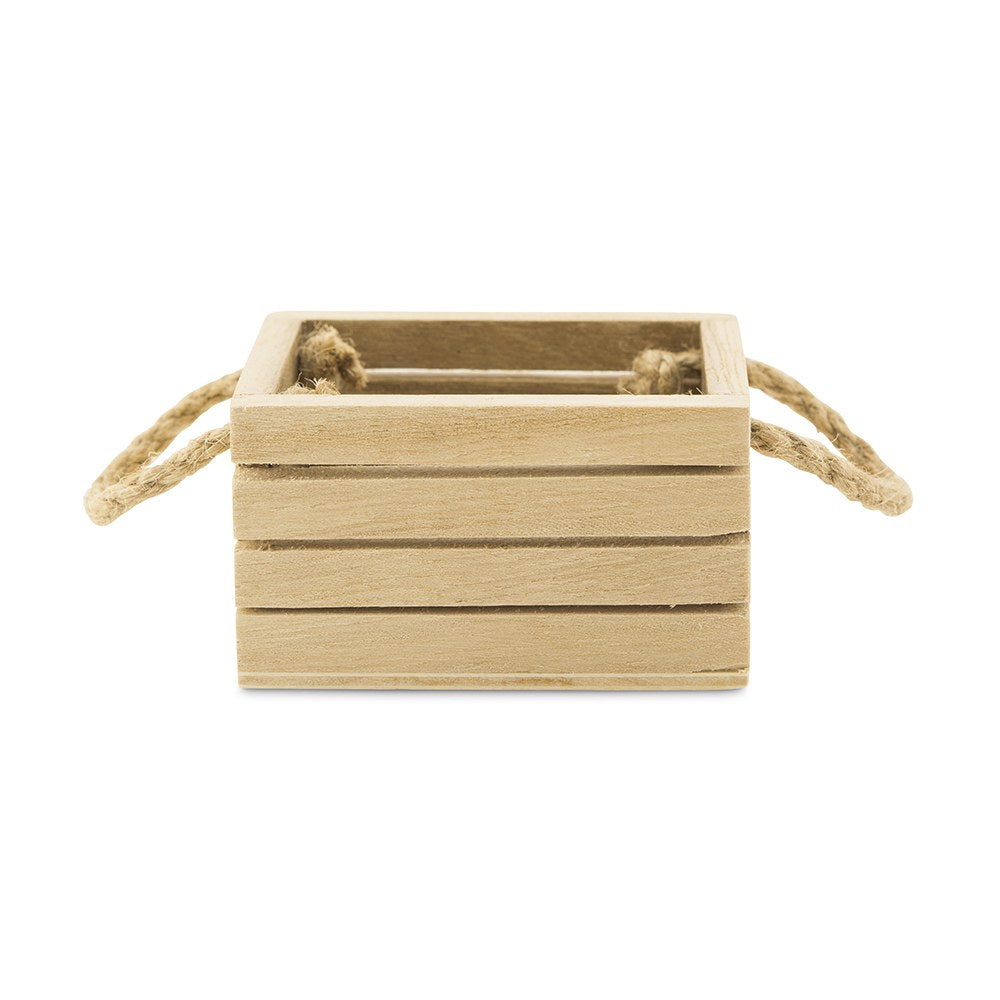 Mini Wooden Crate With Jute Handles - Set of 4