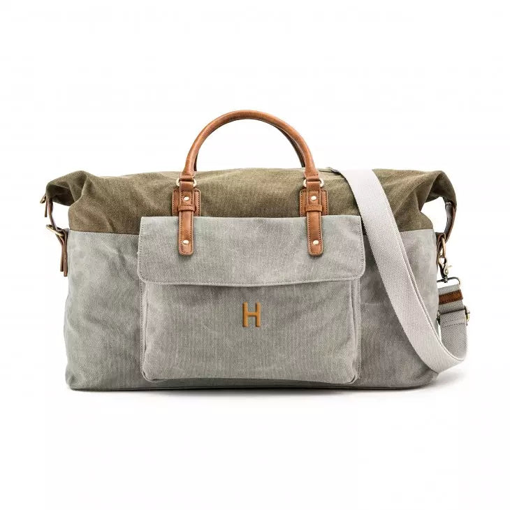 Personalized Canvas Weekender Travel Bag - Grey