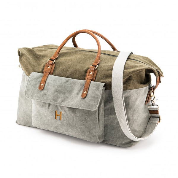 Personalized Canvas Weekender Travel Bag - Grey