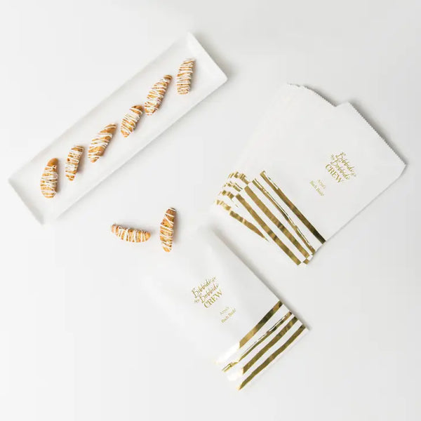 Personalised Flat Gold Brushstroke Paper Goodie Bag Wedding Favour - Bachelorette | Pack of 25 | More Occasions