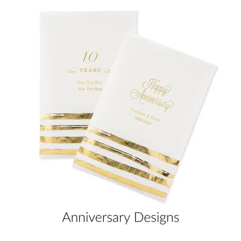 Personalised Flat Gold Brushstroke Paper Goodie Bag Wedding Favour - Anniversary | Pack of 25 | More Occasions