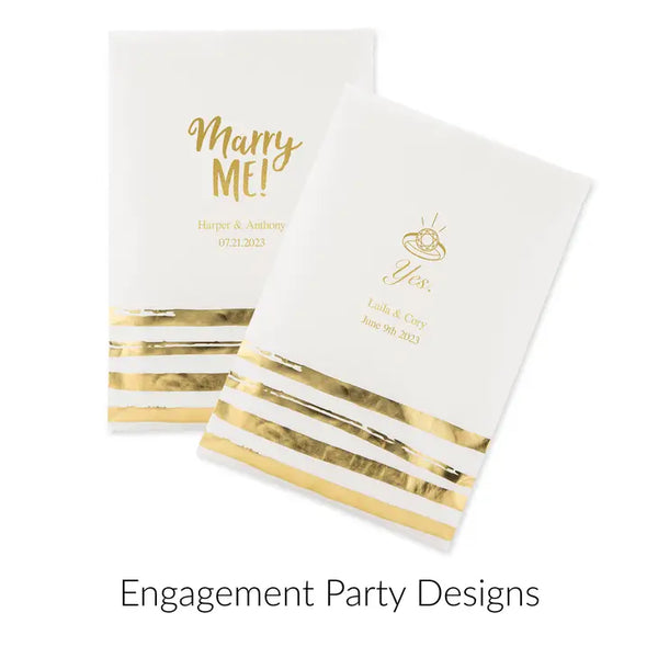 Personalised Flat Gold Brushstroke Paper Goodie Bag Wedding Favour - Engagement Party | Pack of 25 | More Occasions