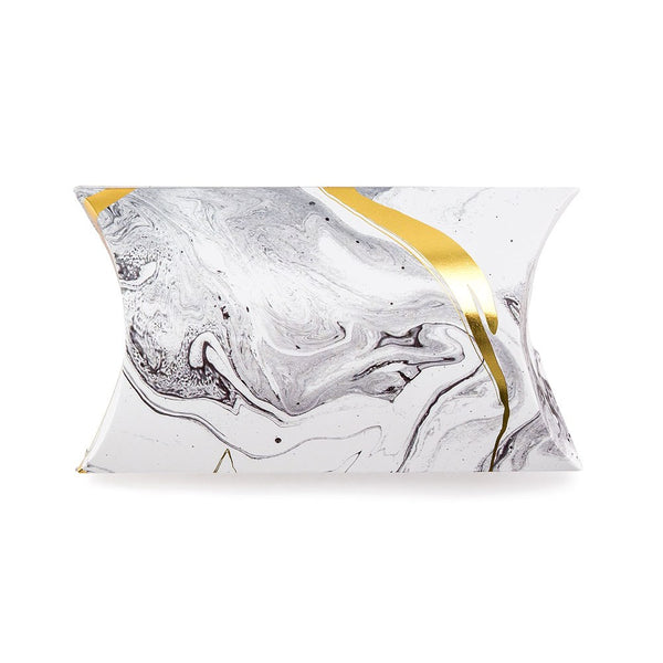 Carrara Marble With Gold Print Pillow Favor Box -Pack of 10