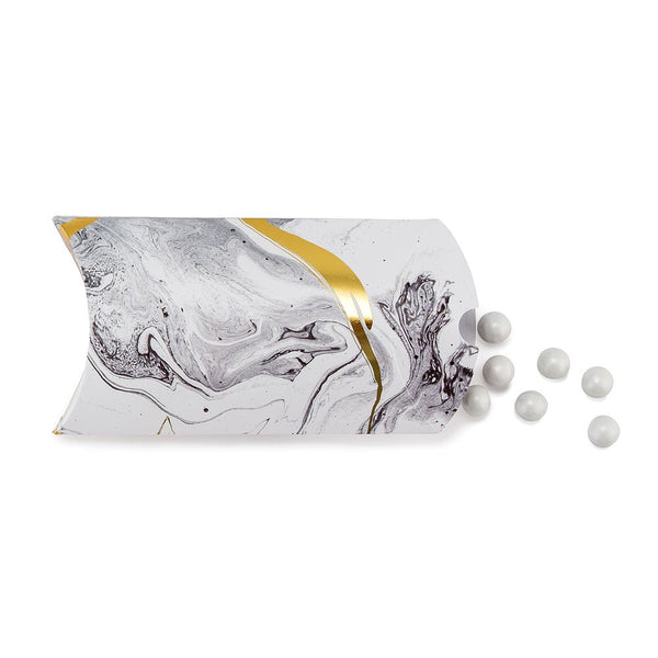 Carrara Marble With Gold Print Pillow Favor Box -Pack of 10