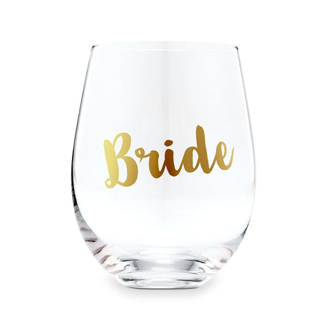 Stemless Toasting Wine Glass Gift For Wedding Party - Bride