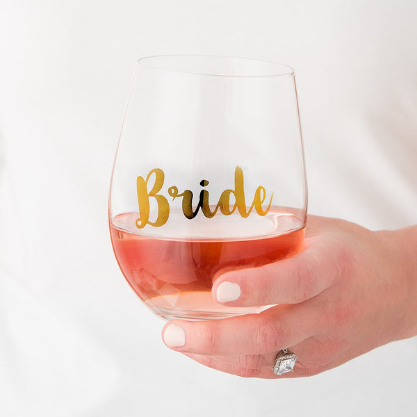 Stemless Toasting Wine Glass Gift For Wedding Party - Bride