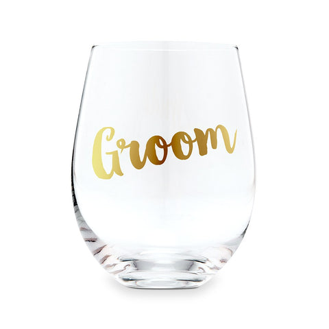 Stemless Toasting Wine Glass Gift For Wedding Party - Groom