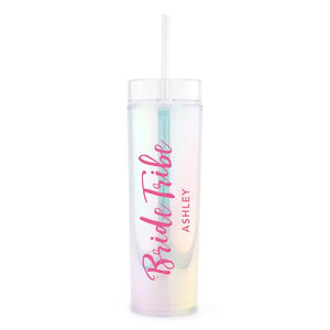 Personalized Plastic Drink Tumbler - Bride Tribe Print