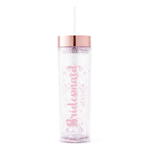 Personalized Plastic Drink Tumbler - Retro Luxe Bridesmaid Print