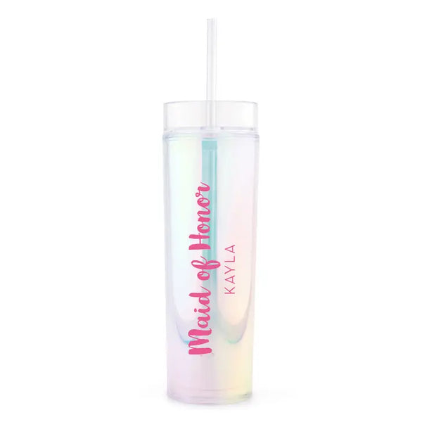 Personalized Plastic Drink Tumbler - Retro Luxe Maid Of Honor