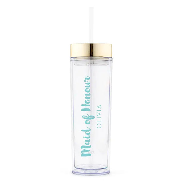 Personalized Plastic Drink Tumbler - Retro Luxe Maid Of Honour