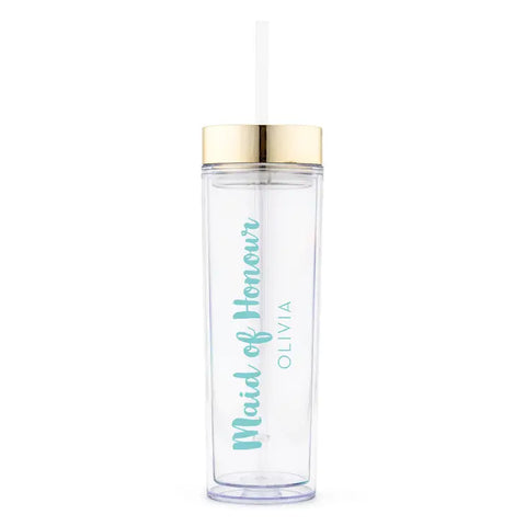 Personalized Plastic Drink Tumbler - Retro Luxe Maid Of Honour