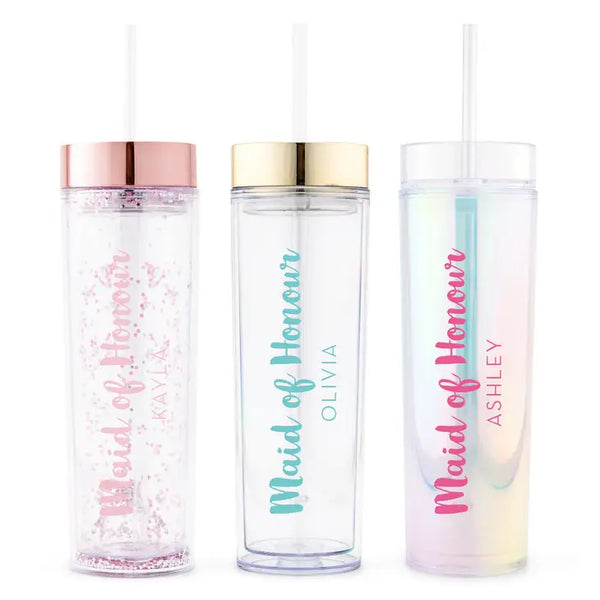 Personalized Plastic Drink Tumbler - Retro Luxe Maid Of Honour