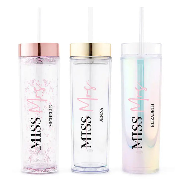 Personalized Plastic Drink Tumbler Bridal Gift - Miss To Mrs