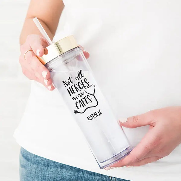 Personalized Plastic Drink Tumbler - Not All Heroes Wear Capes