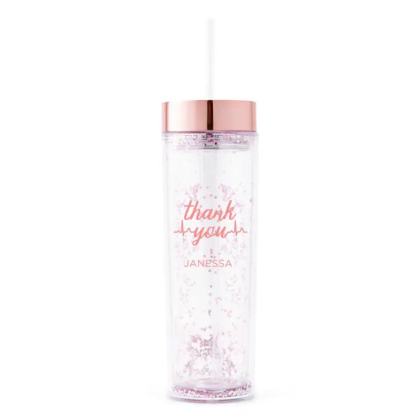 Personalized Plastic Drink Tumbler - Thank You Heartbeat