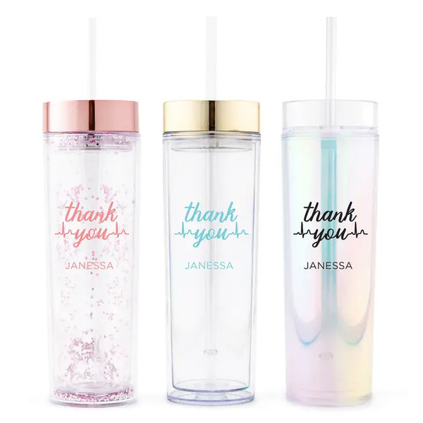 Personalized Plastic Drink Tumbler - Thank You Heartbeat