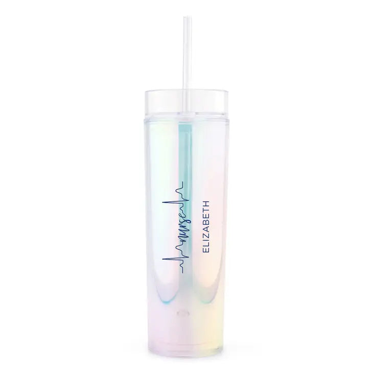 Personalized Plastic Drink Tumbler - Nurse Heartbeat