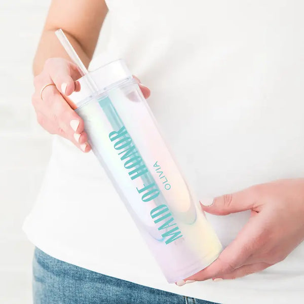 Personalized Plastic Drink Tumbler - Modern Maid Of Honor