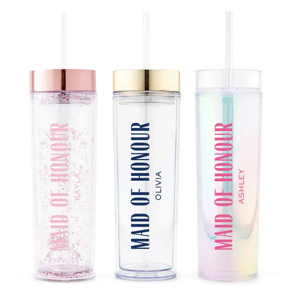 Personalized Plastic Drink Tumbler - Modern Maid Of Honour