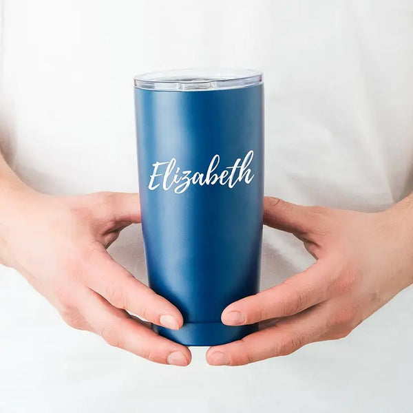 Personalized Stainless Steel Insulated Travel Mug - Calligraphy Print