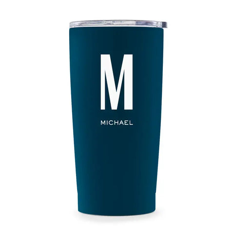 Personalized Stainless Steel Insulated Travel Mug - Sans Serif Monogram Print