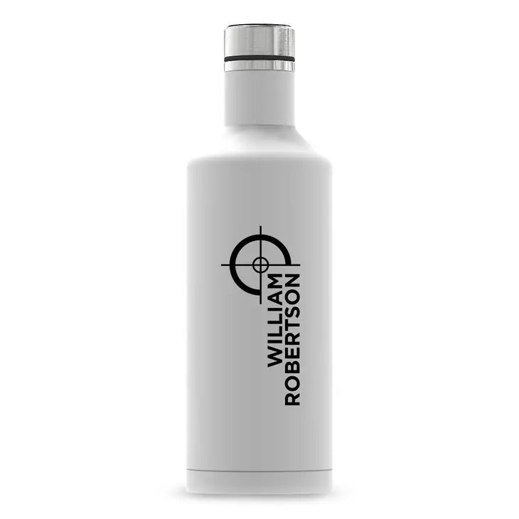 Personalized White Stainless Steel Insulated Water Bottle - Hunting/Gaming Print