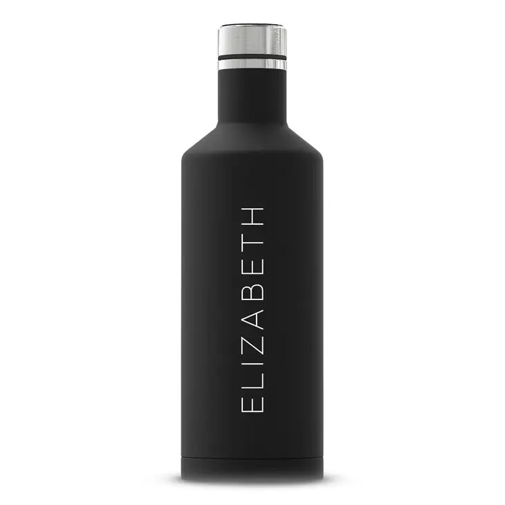 Personalized Black Stainless Steel Insulated Water Bottle - Contemporary Vertical Print