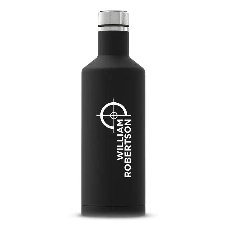 Personalized Black Stainless Steel Insulated Water Bottle - Hunting/Gaming Print