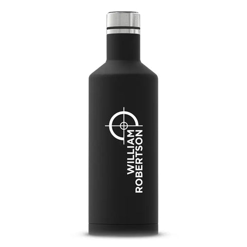 Personalized Black Stainless Steel Insulated Water Bottle - Hunting/Gaming Print