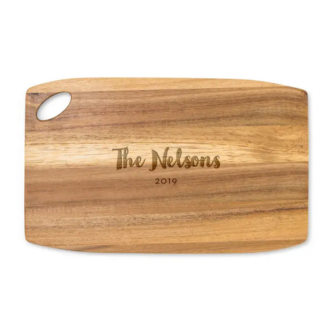 Personalized Wooden Rounded Rectangle Cutting & Serving Board - Retro Script