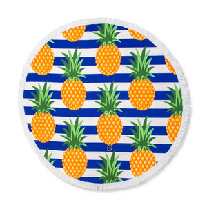 Personalized Round Beach Towel - Pineapple Pattern