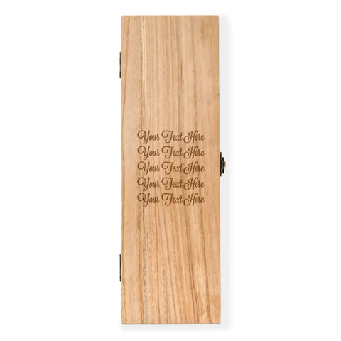 Custom Engraved Wooden Wine Gift Box With Lid - Custom Script Text