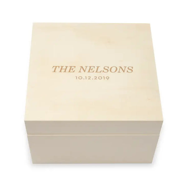 Personalized Wooden Keepsake Gift Box - Classic Font Etching