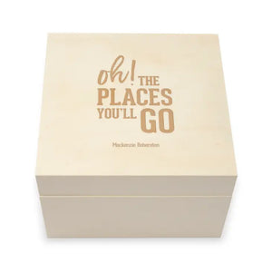 Personalized Wooden Keepsake Gift Box - Oh The Places You'll Go Etching