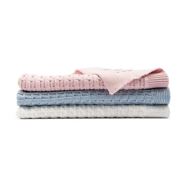 Personalized Cotton Cable Knit Baby Blanket - Monogram