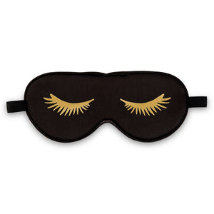 Black Satin Sleep Mask - Eyelashes